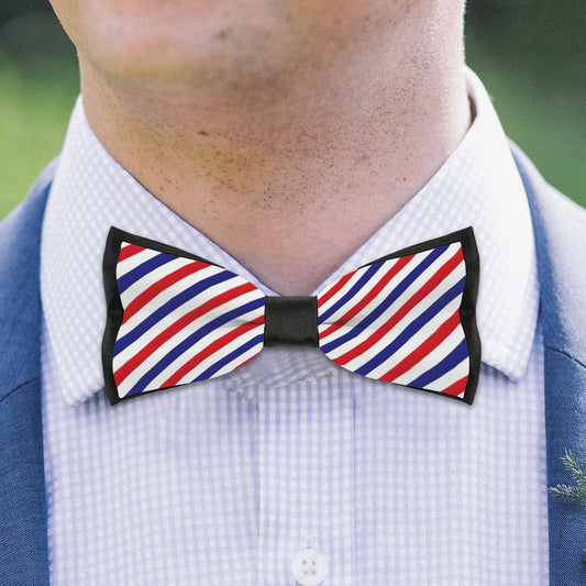 American Stripes Swagger Bow Tie – Red White Blue Diagonal Statement - Luv My Flag