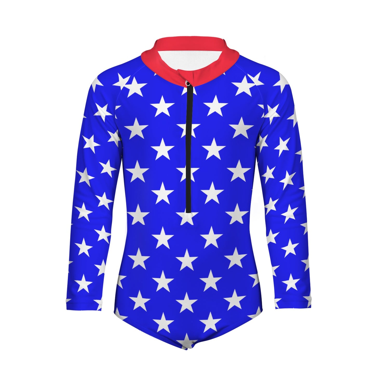 USA/American Flag Inspired Big Girls' Long Sleeve One-Piece Swimsuit