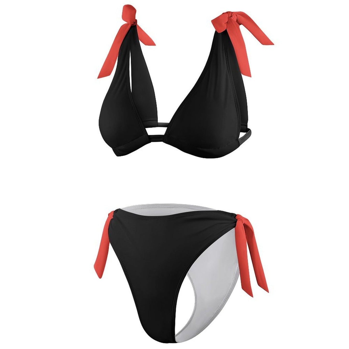 The Red Line Flag Inspired Tie-Side High-Waist Bikini Set