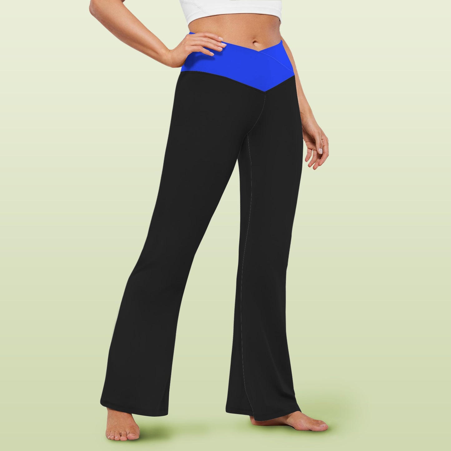 Thin Blue Line Flag Inspired Women's V-Crossover High Waisted Flare Leggings