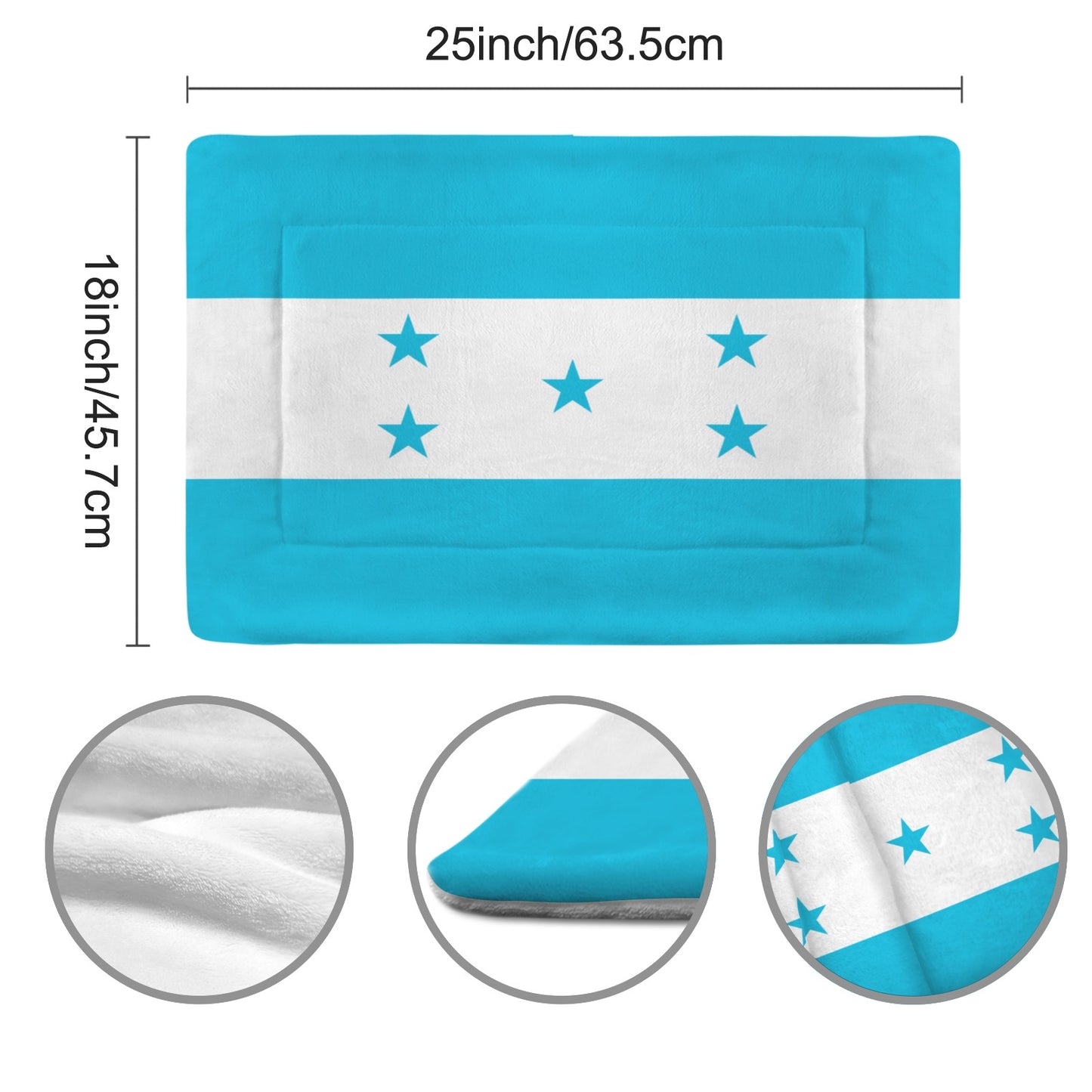 Honduras Flag Inspired Pet Mat 25x18inch (Made in the USA)