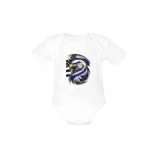 Thin Blue Line Flag Eagle Baby Short Sleeve Unisex Bodysuits（Made in USA）
