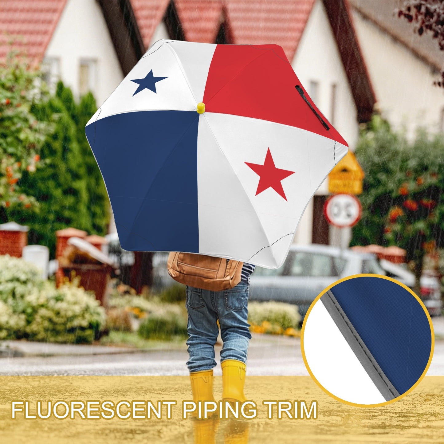 Panama Flag Inspired Kids Safe Round Corner Umbrella