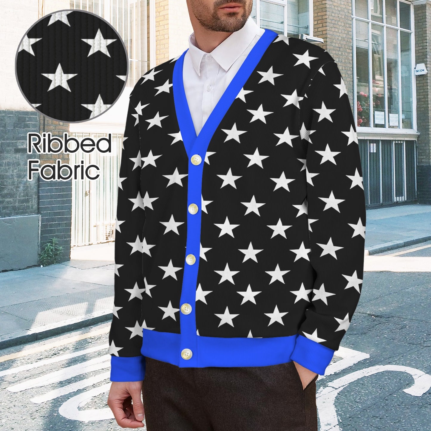Thin Blue Line Flag Inspired Men's Cardigan