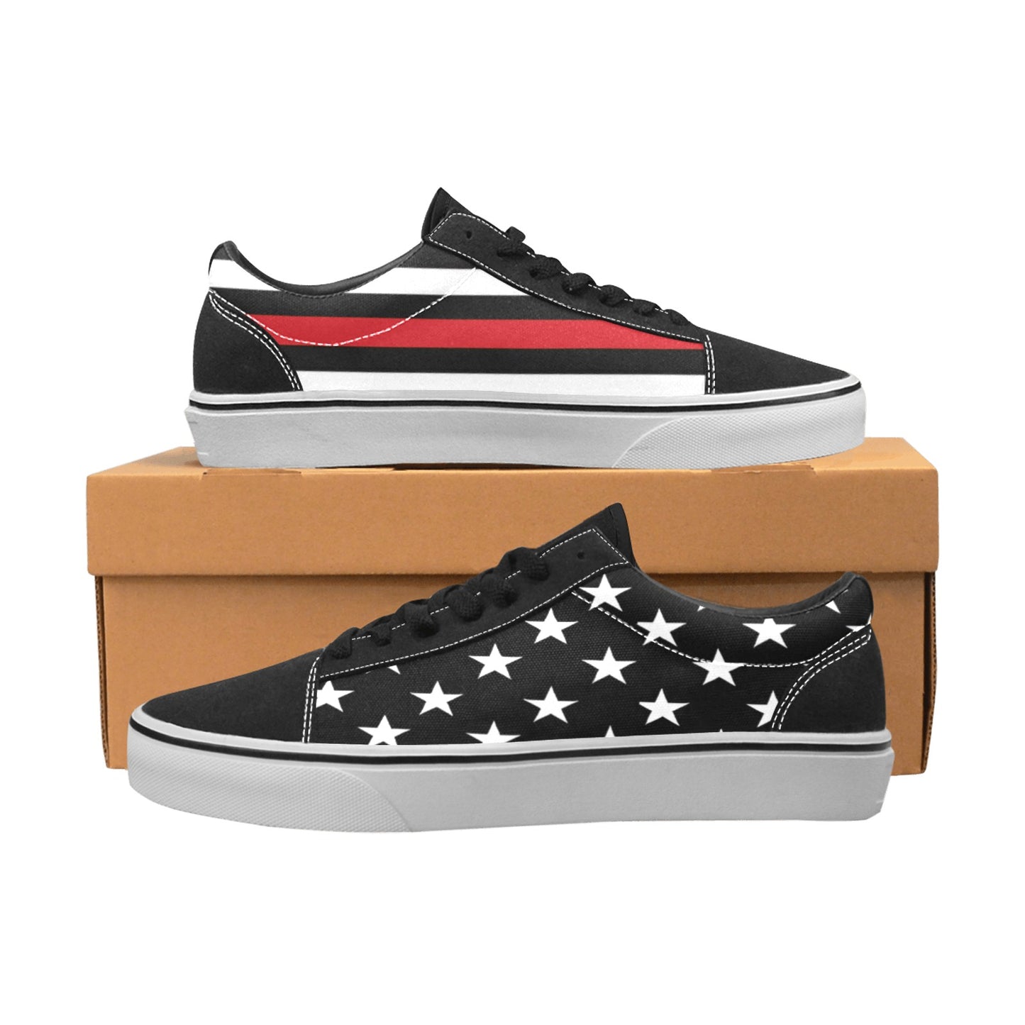 Thin Red Line Flag Inspired Men's Lace-Up Canvas Shoes