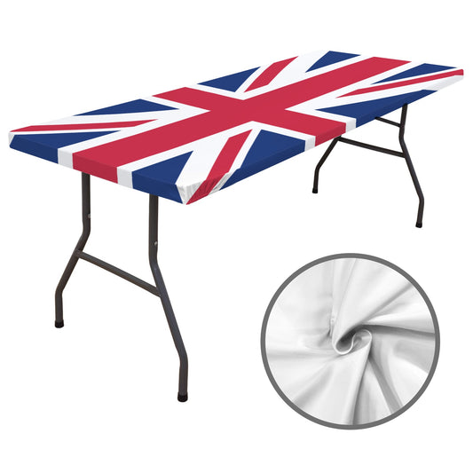 UK/Great Britain Flag Inspired Custom Elastic Fitted Tablecloth 72x30 inch (Made in the USA)