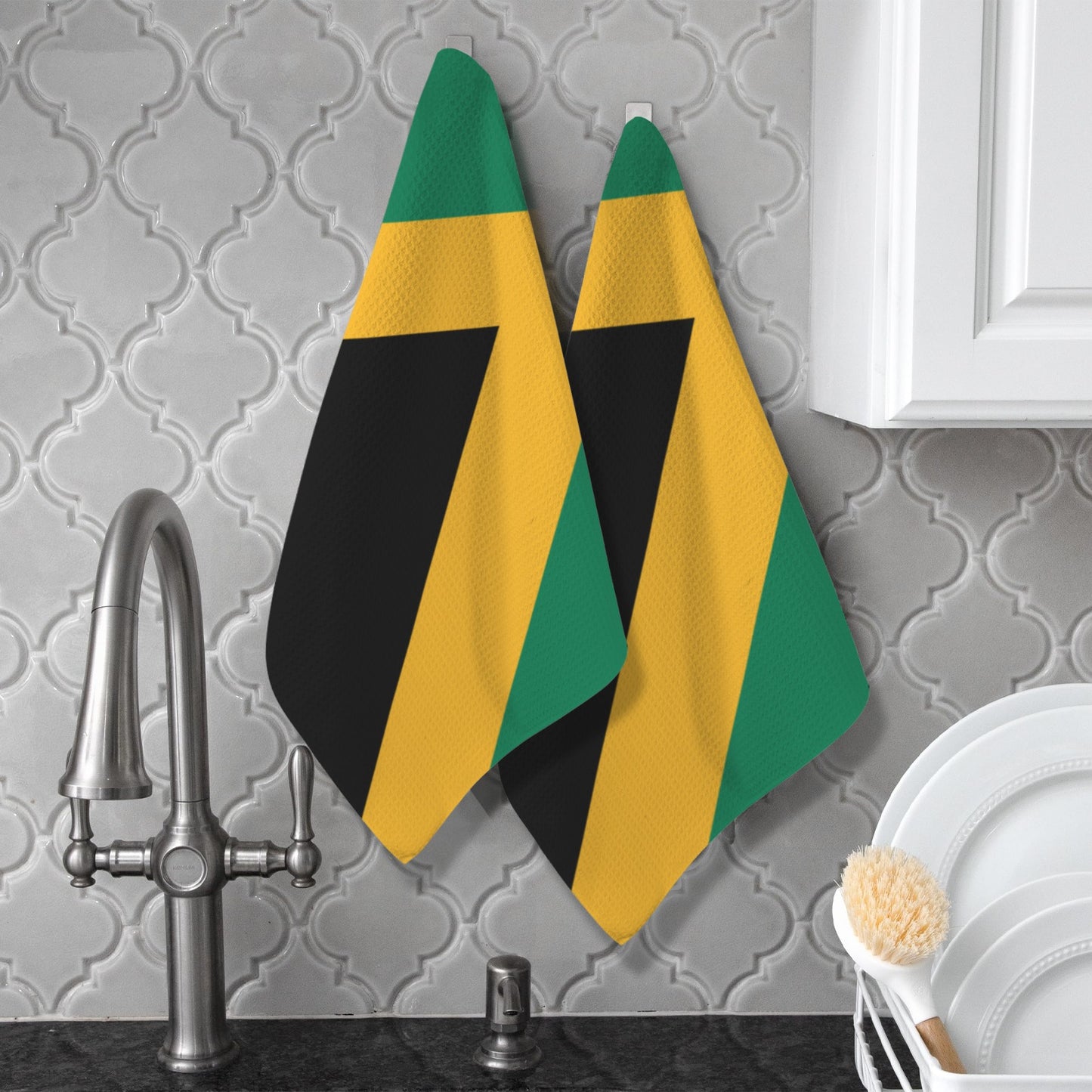 Jamaica Flag Inspired Kitchen Towel 40X60cm (Pack of 2) (Made in the USA)