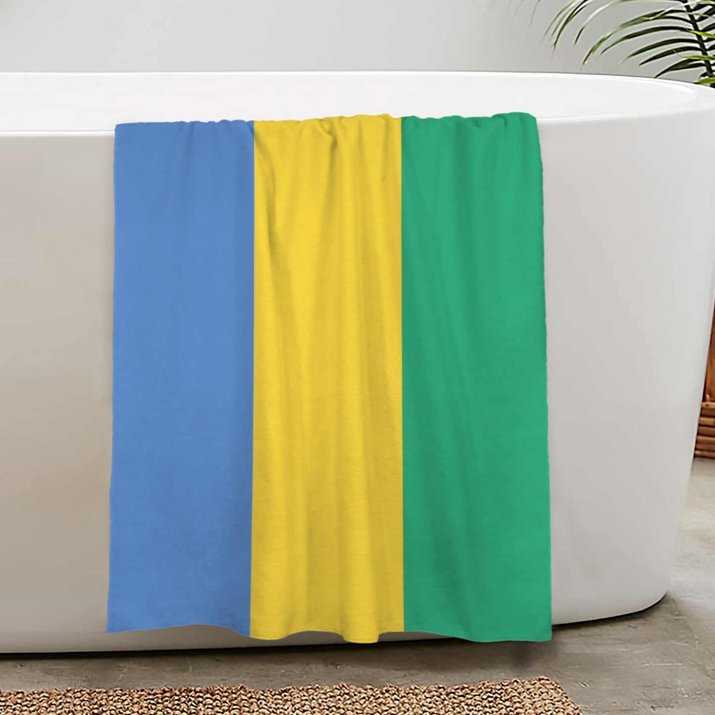 Gabon Flag Inspired Custom Bath Towel 29"x58"(Made in USA)