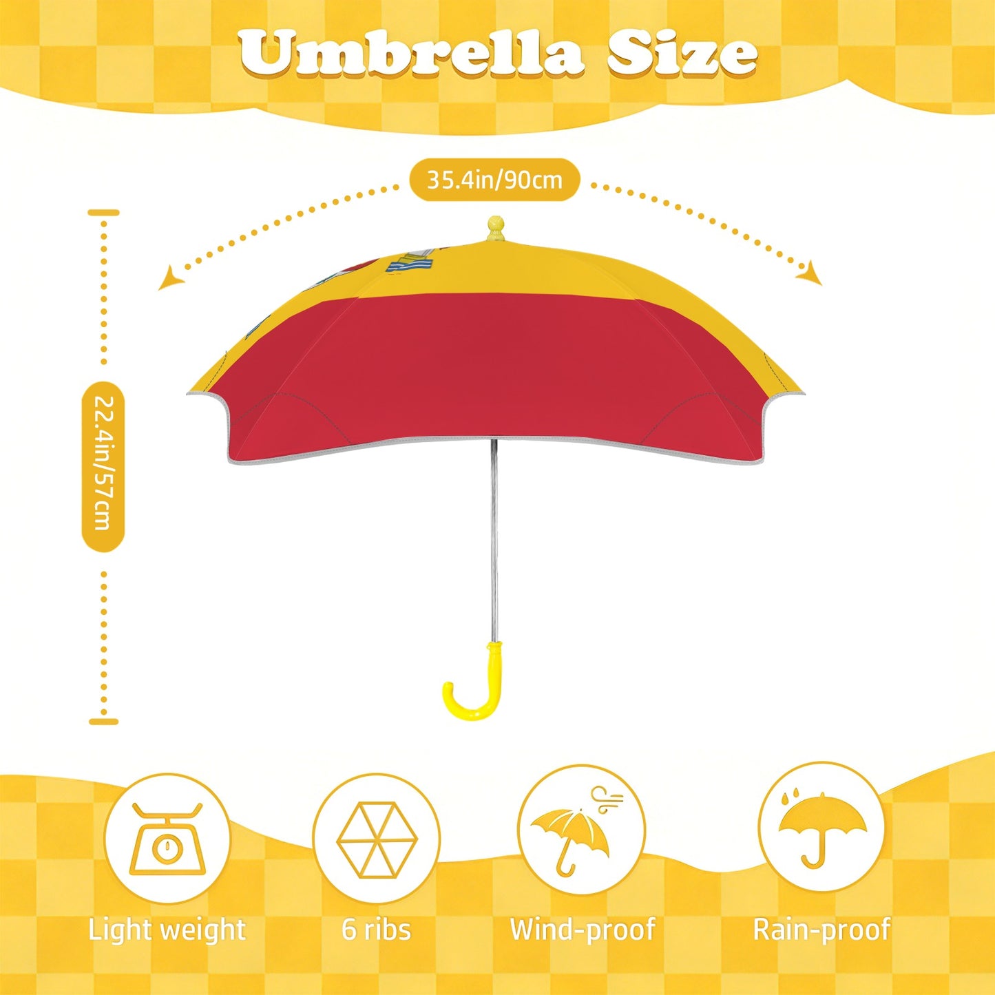 Spain Flag Inspired Kids Safe Round Corner Umbrella