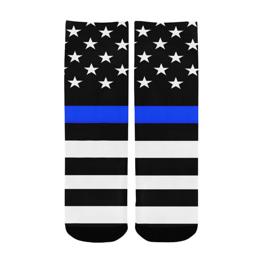 Thin Blue Line Flag Inspired Kid's Custom Socks (Made in the USA)