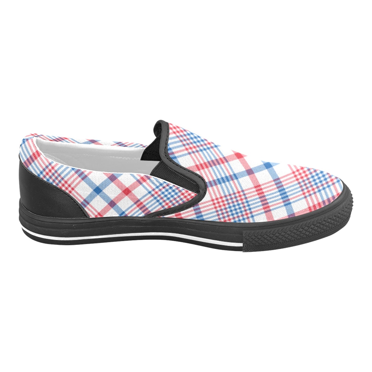 USA/American Flag Inspired Plaid Pattern Men's Slip-on Canvas Shoes