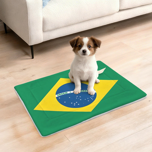 Brazil Flag Inspired Pet Mat 25x18inch (Made in the USA)