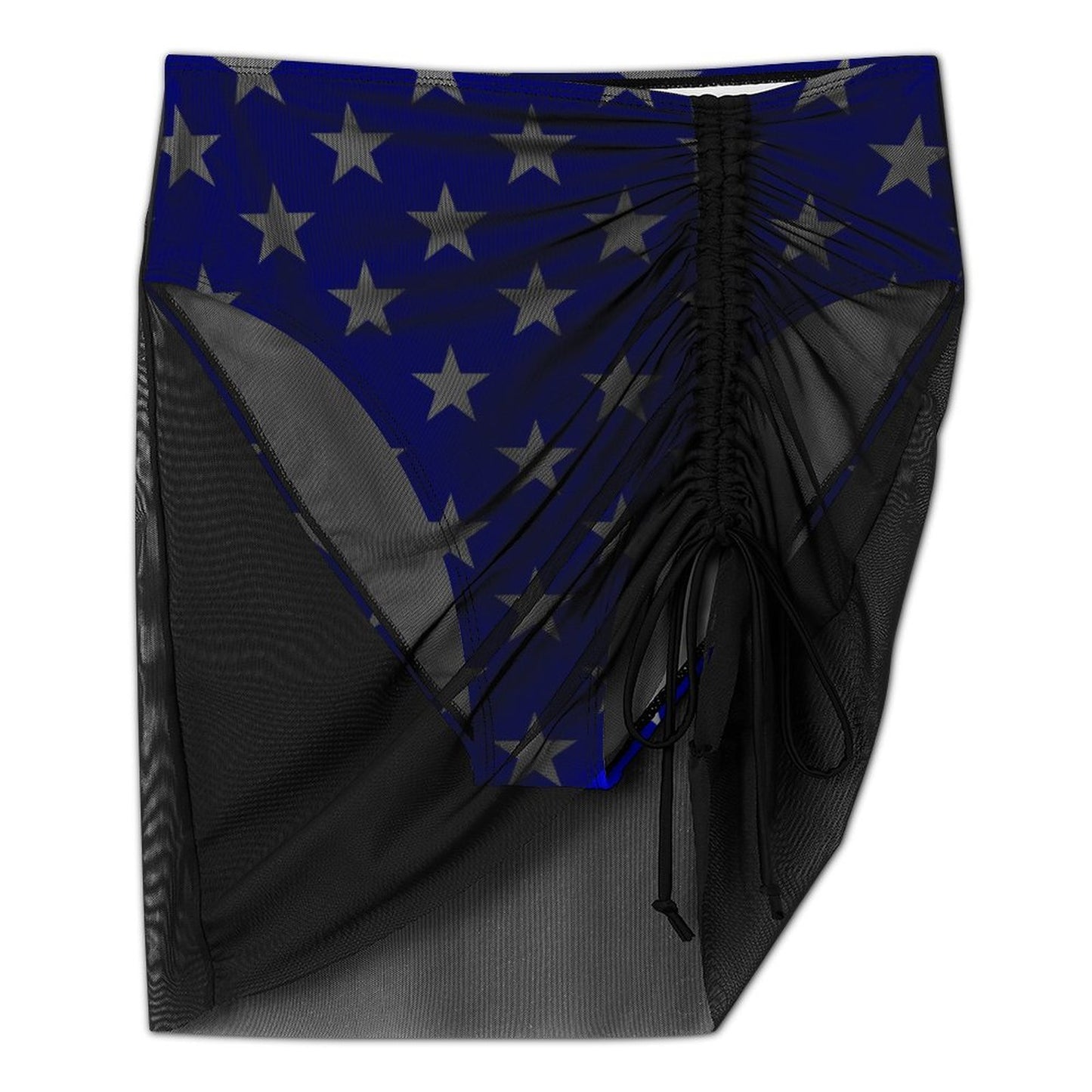USA/American Flag Inspired Style-2 Women's Mesh Drawstring Skirt and Swimsuit Set