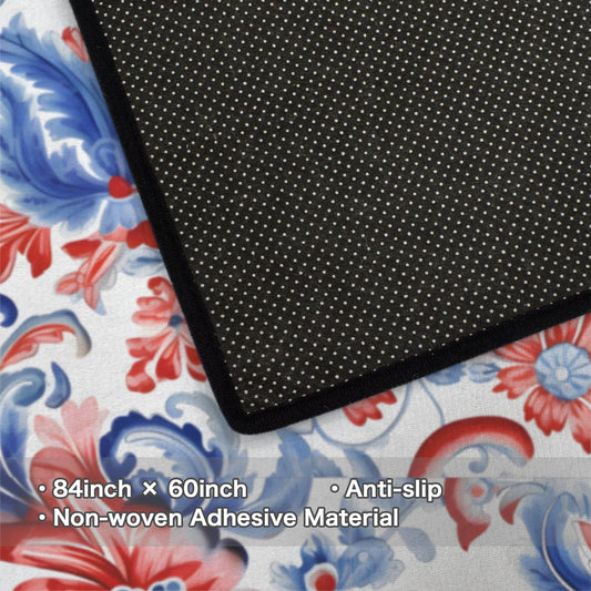 USA/American Flag Inspired Floral/Paisley Pattern 84x60 Inch Area Rug with Black Binding (Made in the USA)