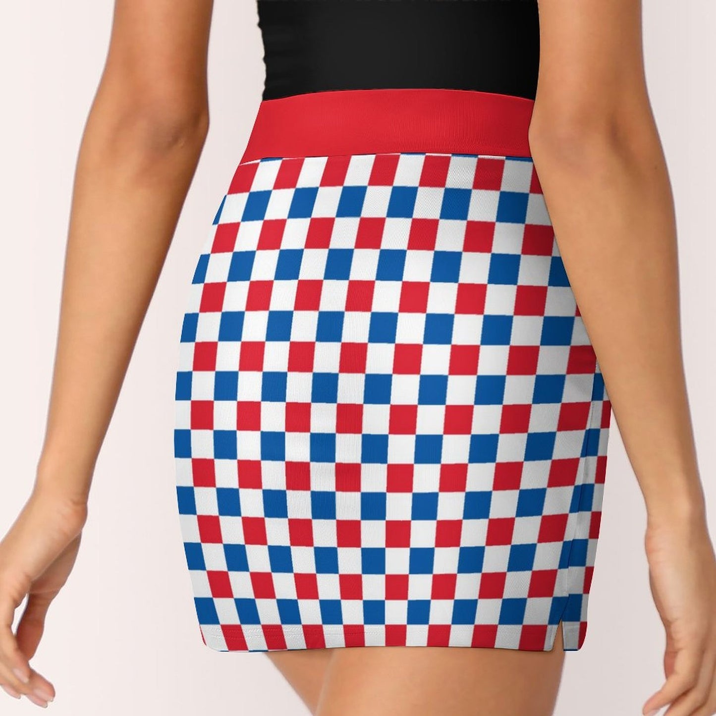 USA/American Flag Inspired Checkered Pattern Women’s Skort with Pocket