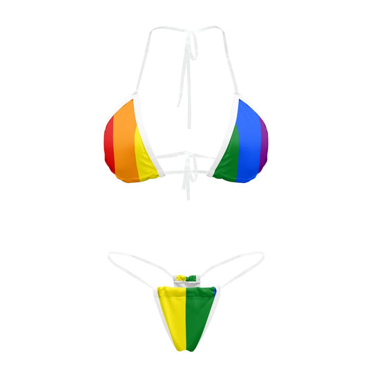 Rainbow Flag Inspired Transparent String Bikini Style-3