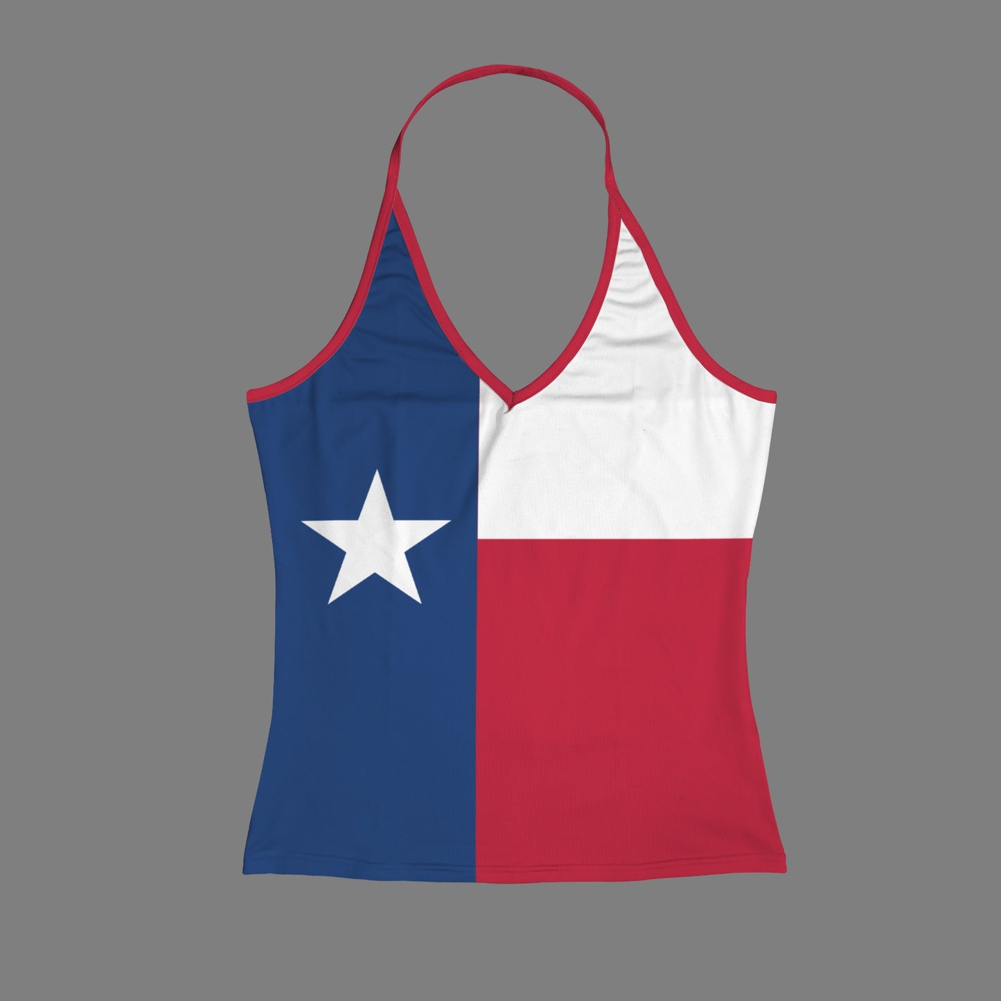 Texas Flag Inspired V-neck Halter Open Back Tank Top