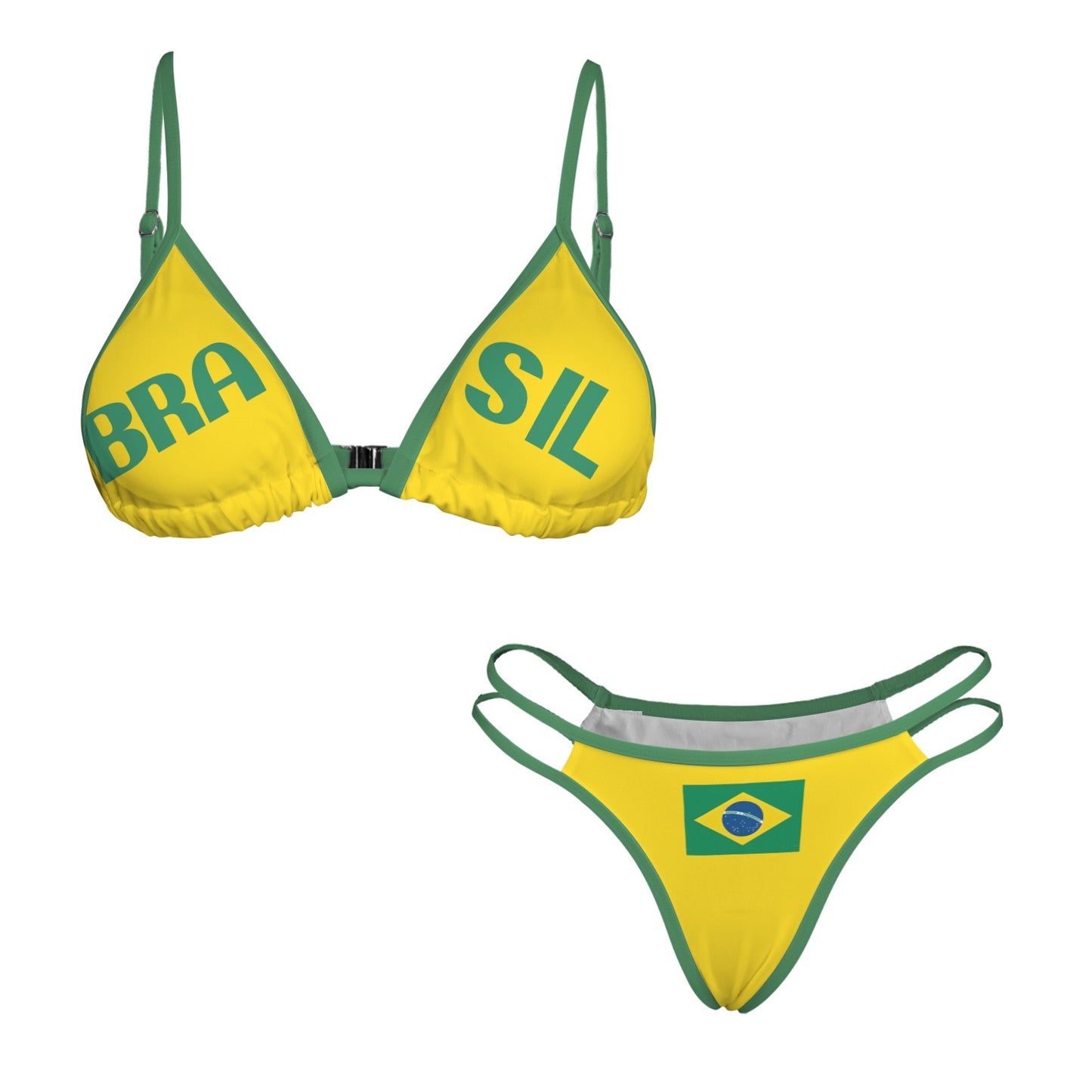brazil flag 6000 V Neck Triangle Bikini Sets - Luv My Flag