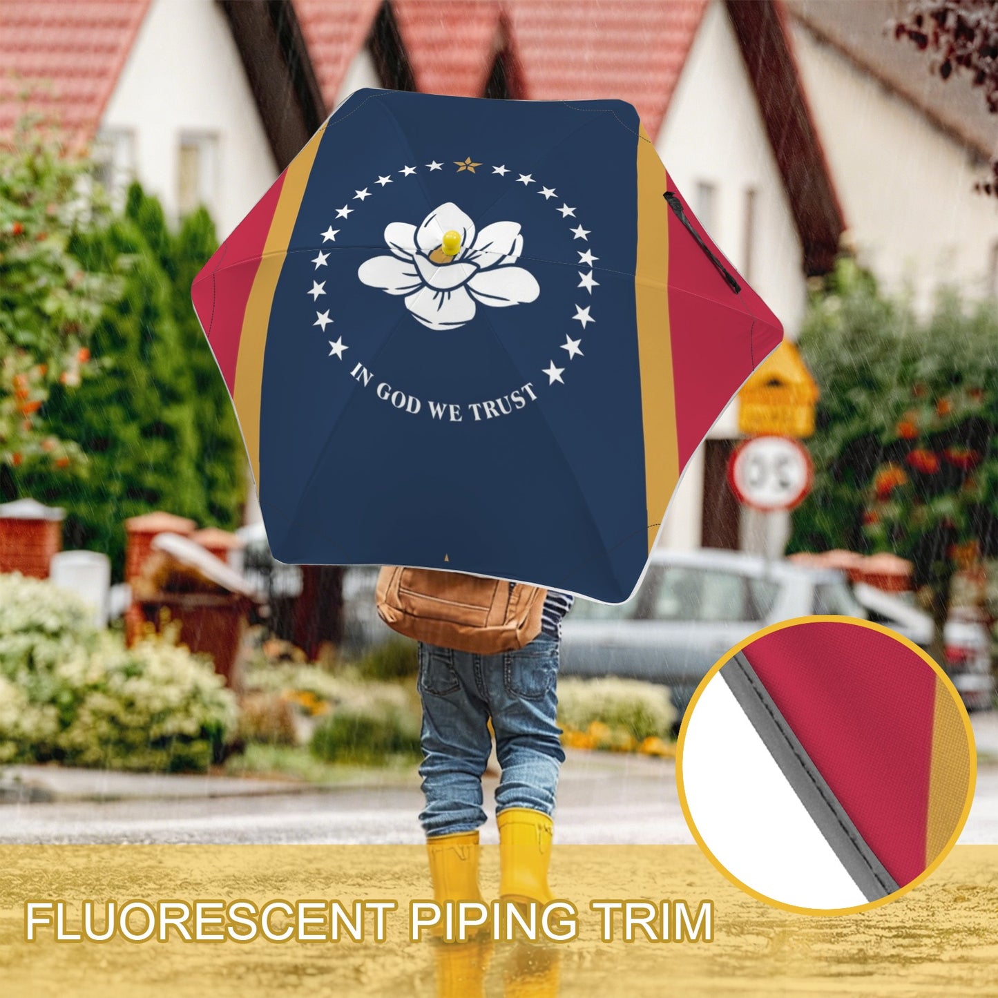 Mississippi Flag Inspired Kids Safe Round Corner Umbrella