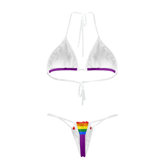 Rainbow Flag Inspired Transparent String Bikini