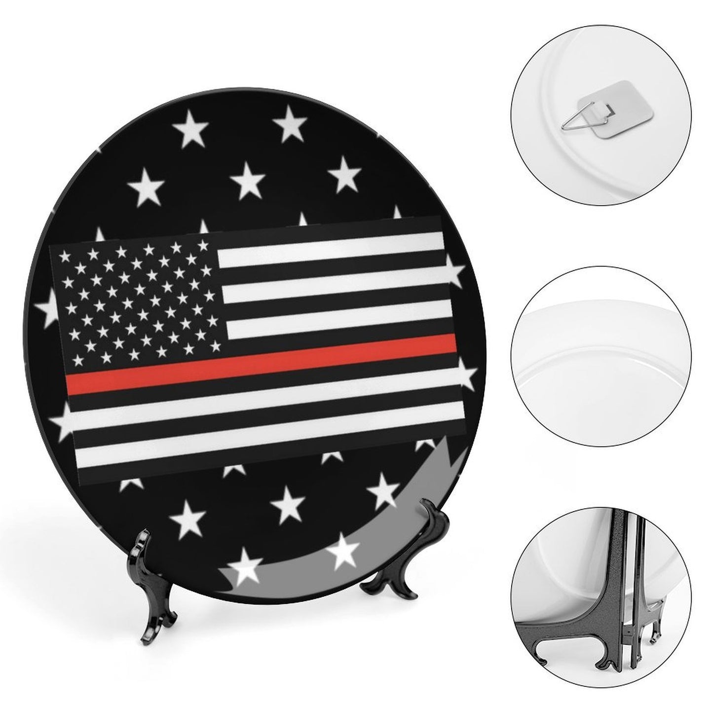 Then Red Line Flag Inspired Bone China Decorative Plate