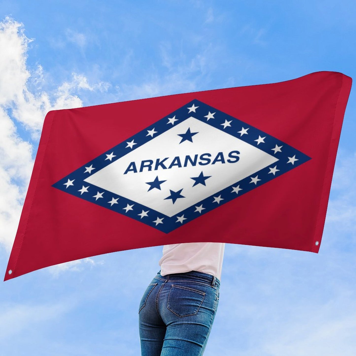 Arkansas Flag Inspired Wall Mount Flag with Four Grommets (35x59 in)