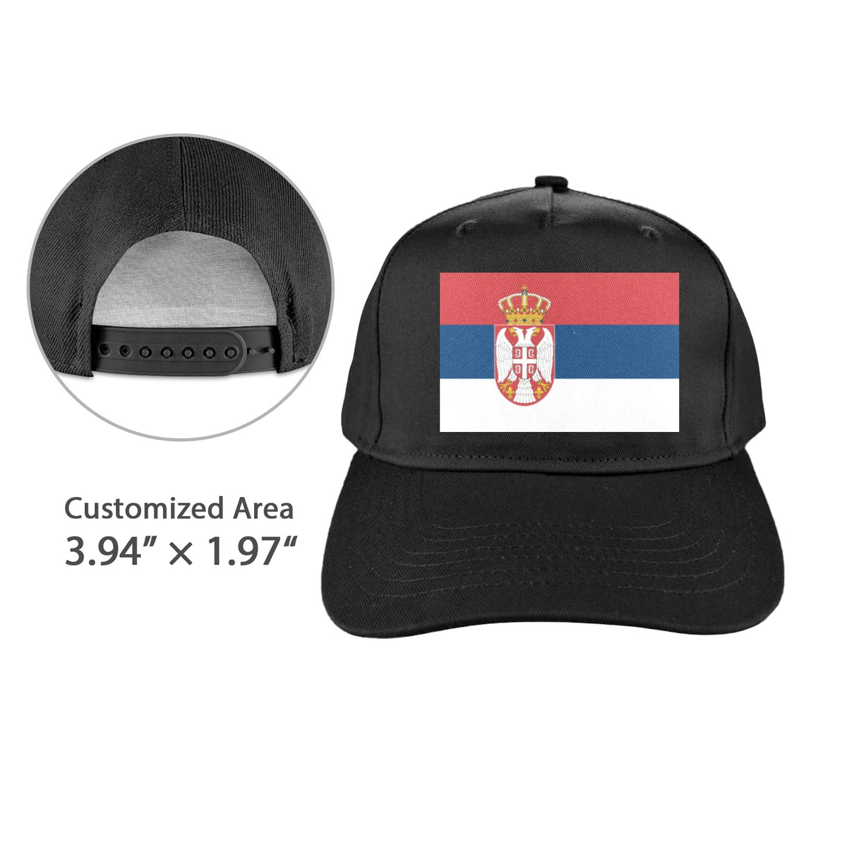 Serbia Flag Inspired Baseball Cap | Printed in the  USA