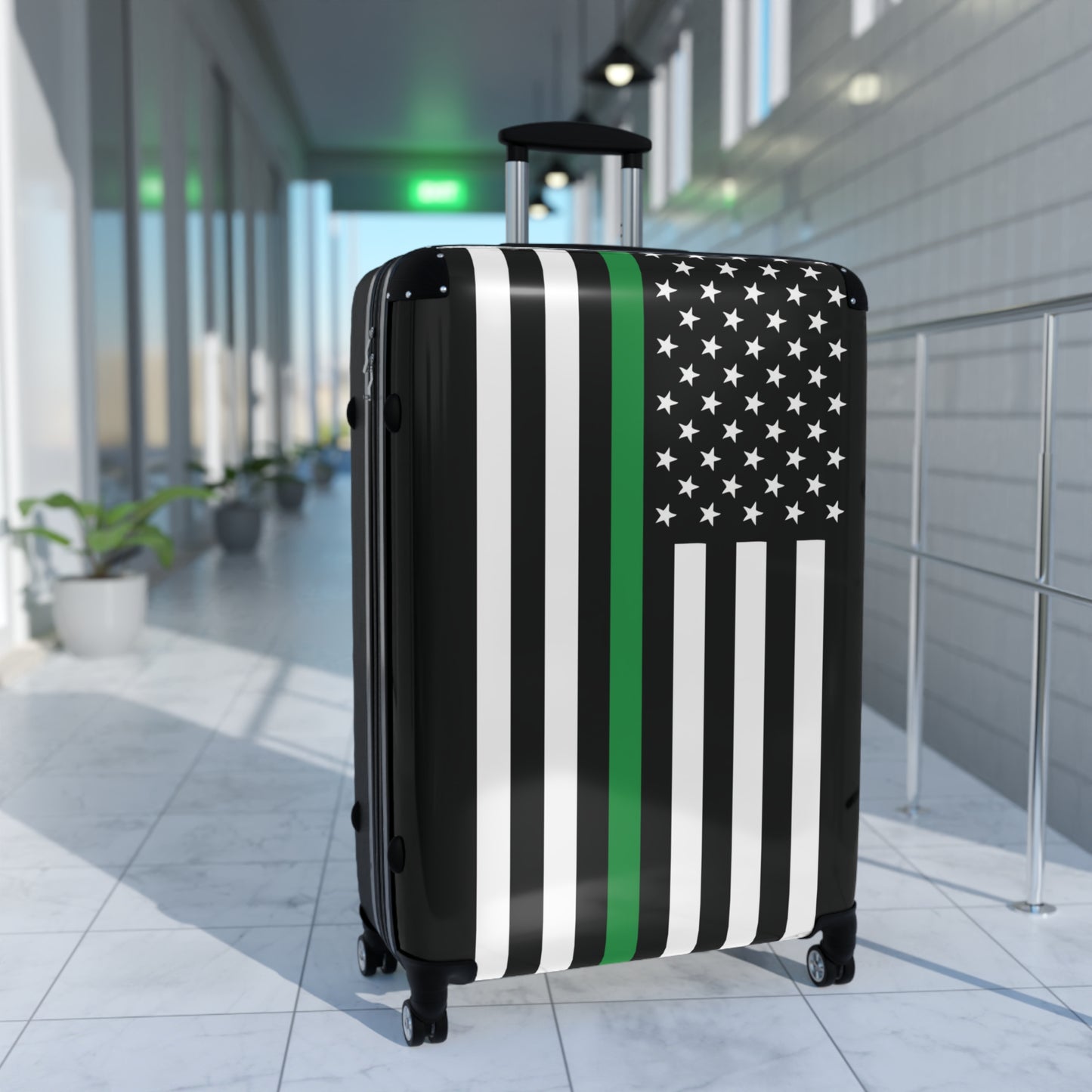 Thin Green Line Flag Inspired Suitcase