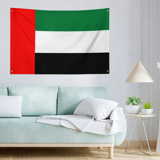 United Arab Emirates Flag Inspired Wall Mount Flag with Four Grommets (35x59 in)