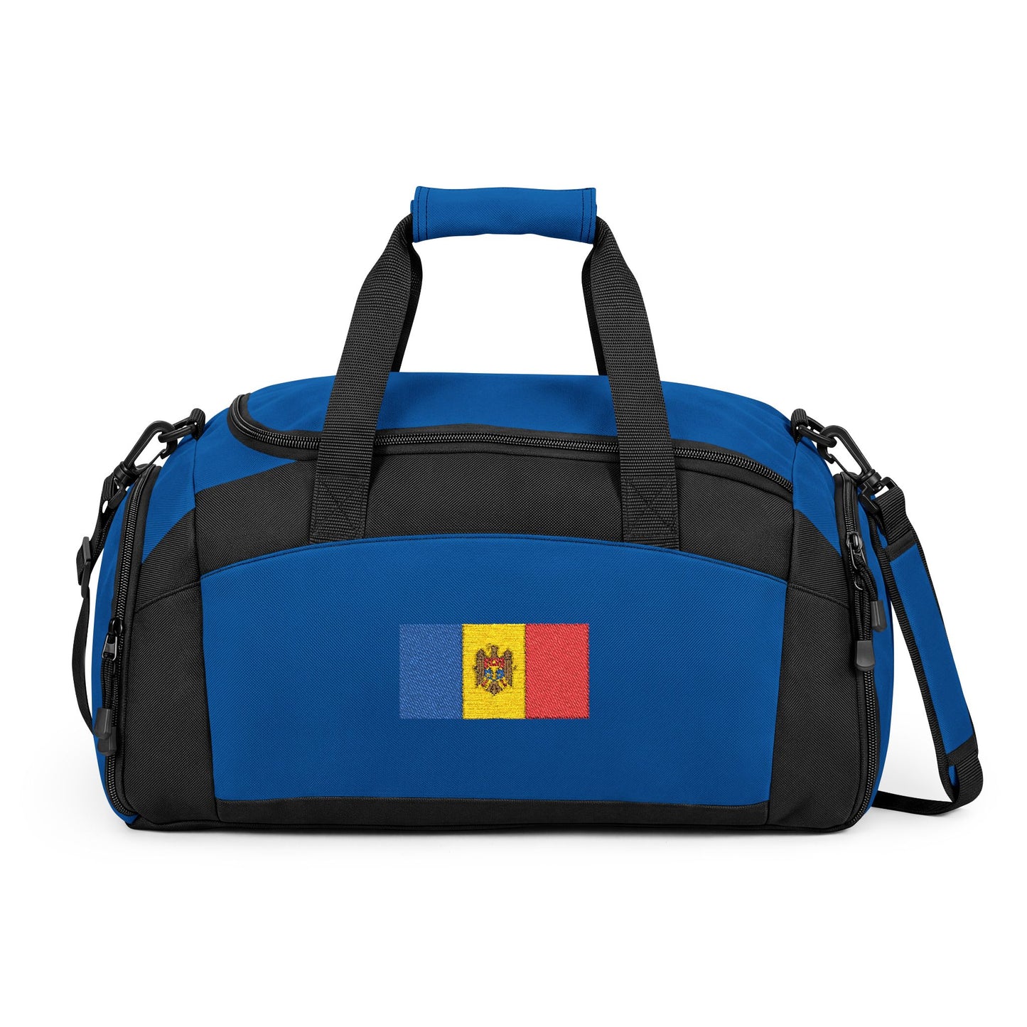 Moldova Flag Gym Bag — Black Duffle with Embroidered Moldova Flag