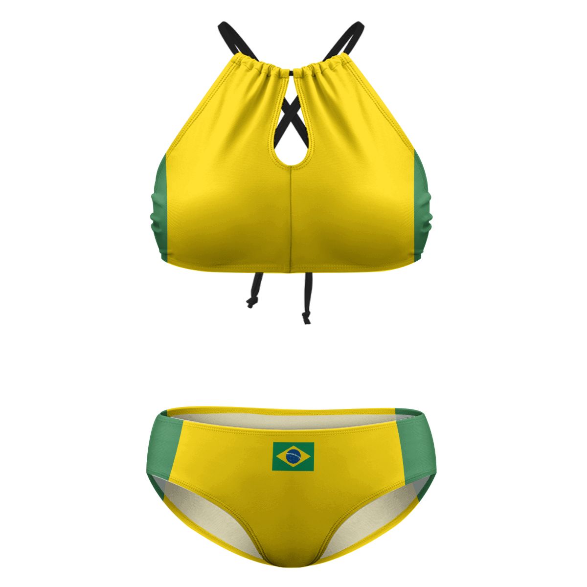 Brazil Flag Inspired Plus Size High Waisted Bikini