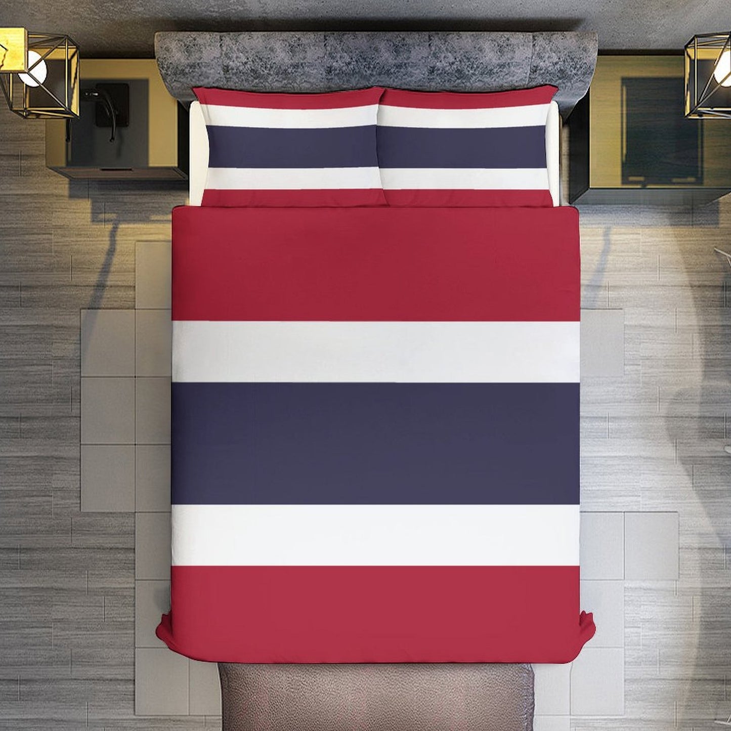 Thailand Flag Inspired 3-Piece Bedding Set (1 Duvet Cover + 2 Pillow Shams) – 102"×90"
