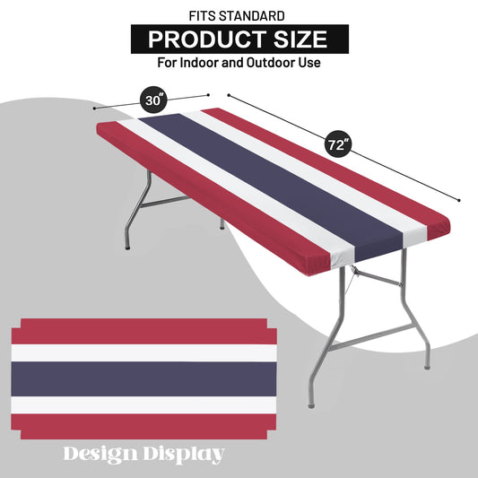 Thailand Flag Inspired Custom Elastic Fitted Tablecloth 72x30 inch (Made in the USA)