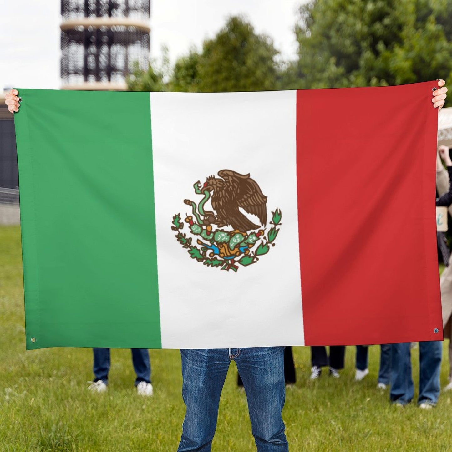 Mexico Flag Inspired Wall Mount Flag with Four Grommets (35x59 in)