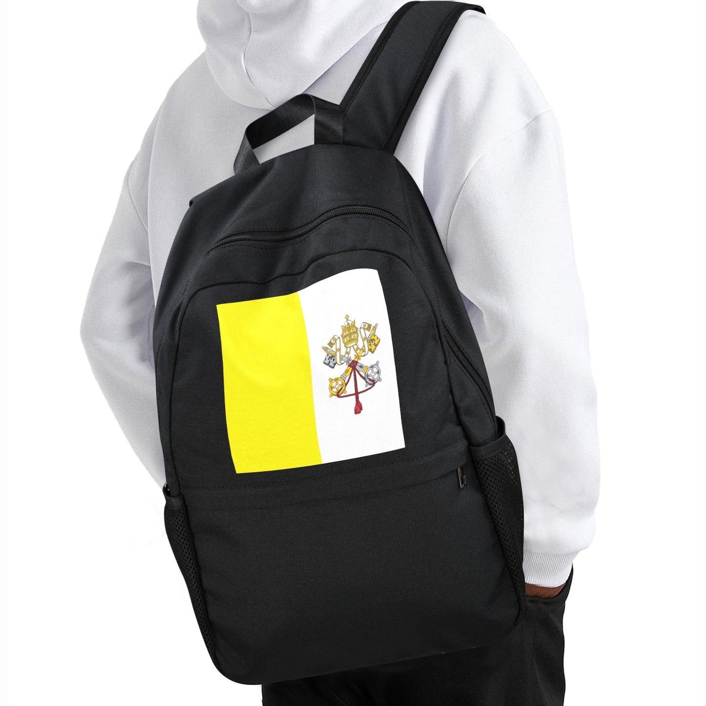 Vatican City Flag Inspired Casual Backpack Printed in the USA
