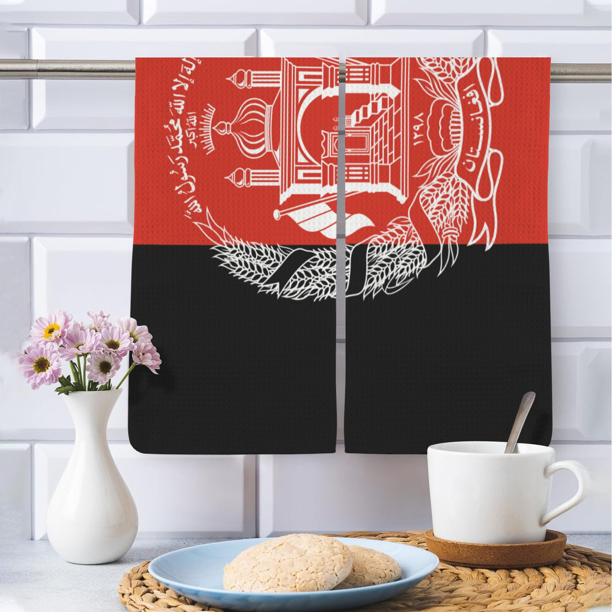 Afghanistan Flag Inspired Kitchen Towel 40X60cm (Pack of 2) | Printed In the USA