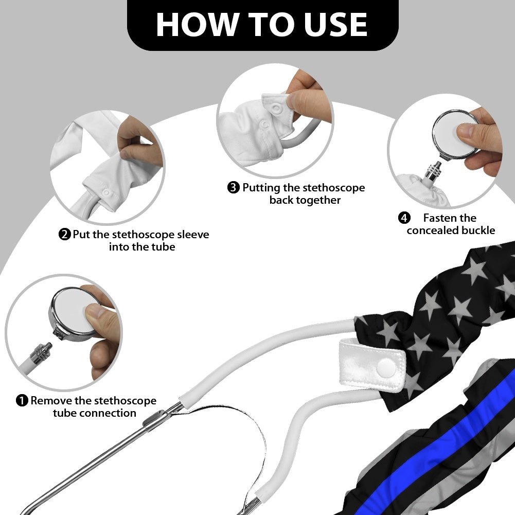 Thin Blue Line Flag Inspired Stethoscope Cover – Medical Gear with a Purpose