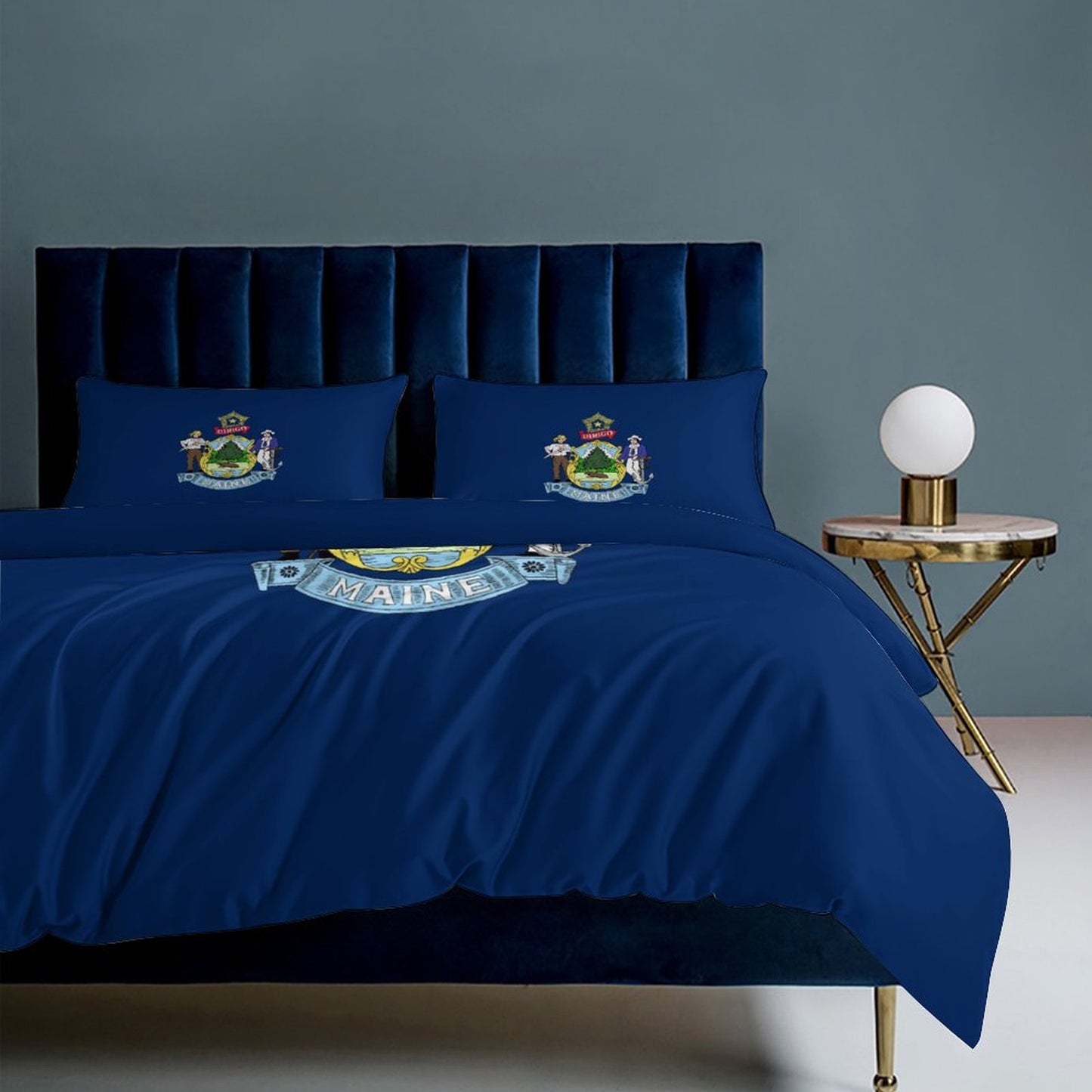 Maine Flag Inspired 3-Piece Bedding Set (1 Duvet Cover + 2 Pillow Shams) – 102"×90"