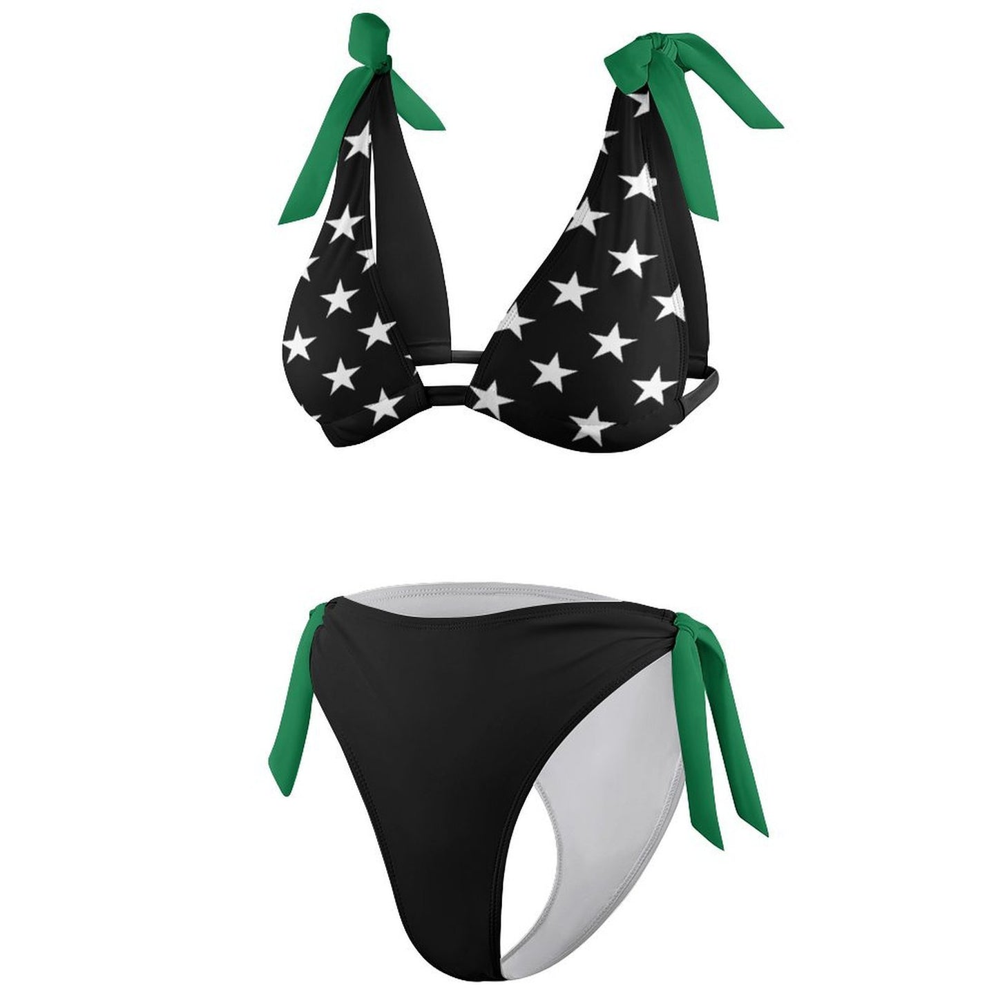 Thin Green Line Flag Inspired Tie-Side High-Waist Bikini Set Style-2