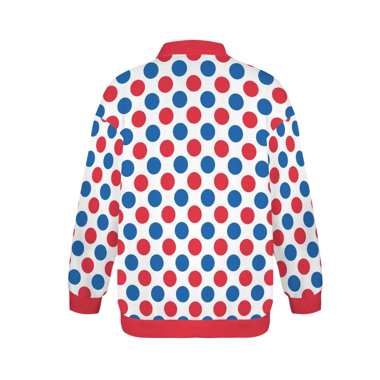 USA/American Flag Polka Dot Pattern Women's Quarter Zip Pullover Sweatshirt