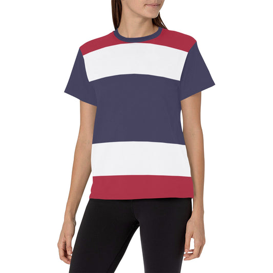 Thailand Flag Inspired Women's All Over Print Crew Neck T-Shirt(T40-2)(Made in Queens)