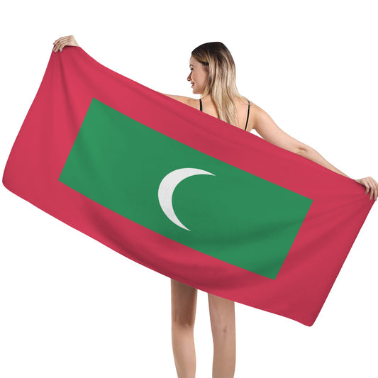Maldives Flag Inspired Custom Bath Towel 29"x58"(Made in USA)