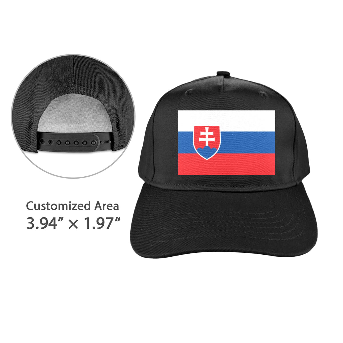 Slovakia Flag Inspired Baseball Cap | Printed in the  USA