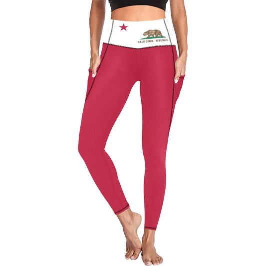 California Flag Inspired Women’s High Waist Leggings with Pockets