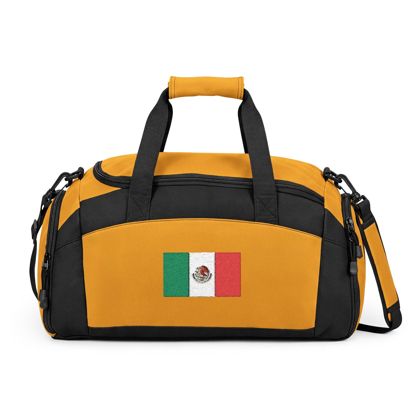 Mexico Flag Gym Bag — Black Duffle with Embroidered Mexico Flag