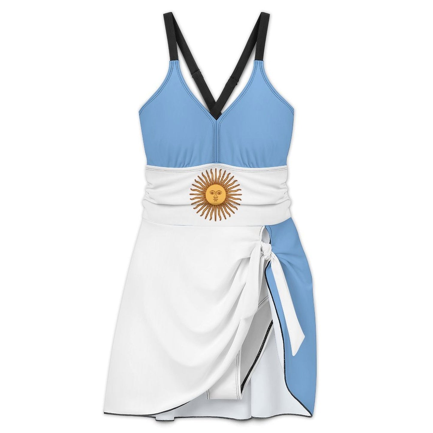 Argentina Flag Inspired Women's Hem Tie One-piece Swimsuit
