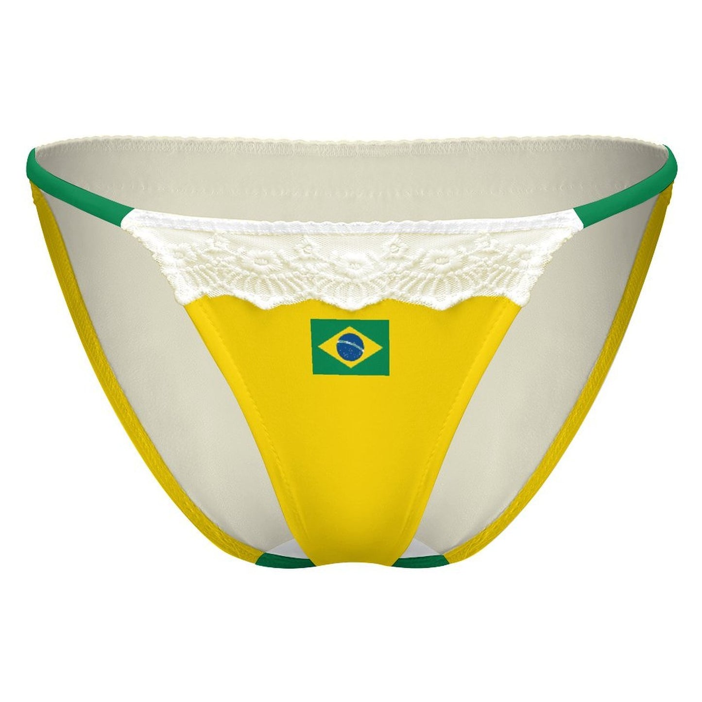 Brazil Flag Inspired Lace Trim Underwear