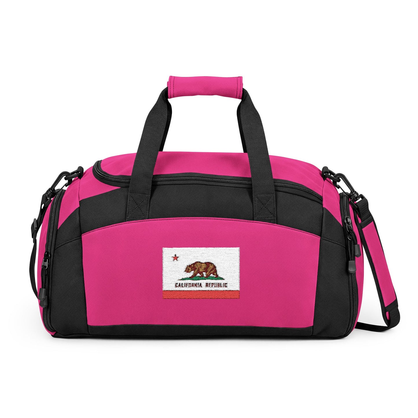 California Flag Gym Bag — Black Duffle with Embroidered California Flag