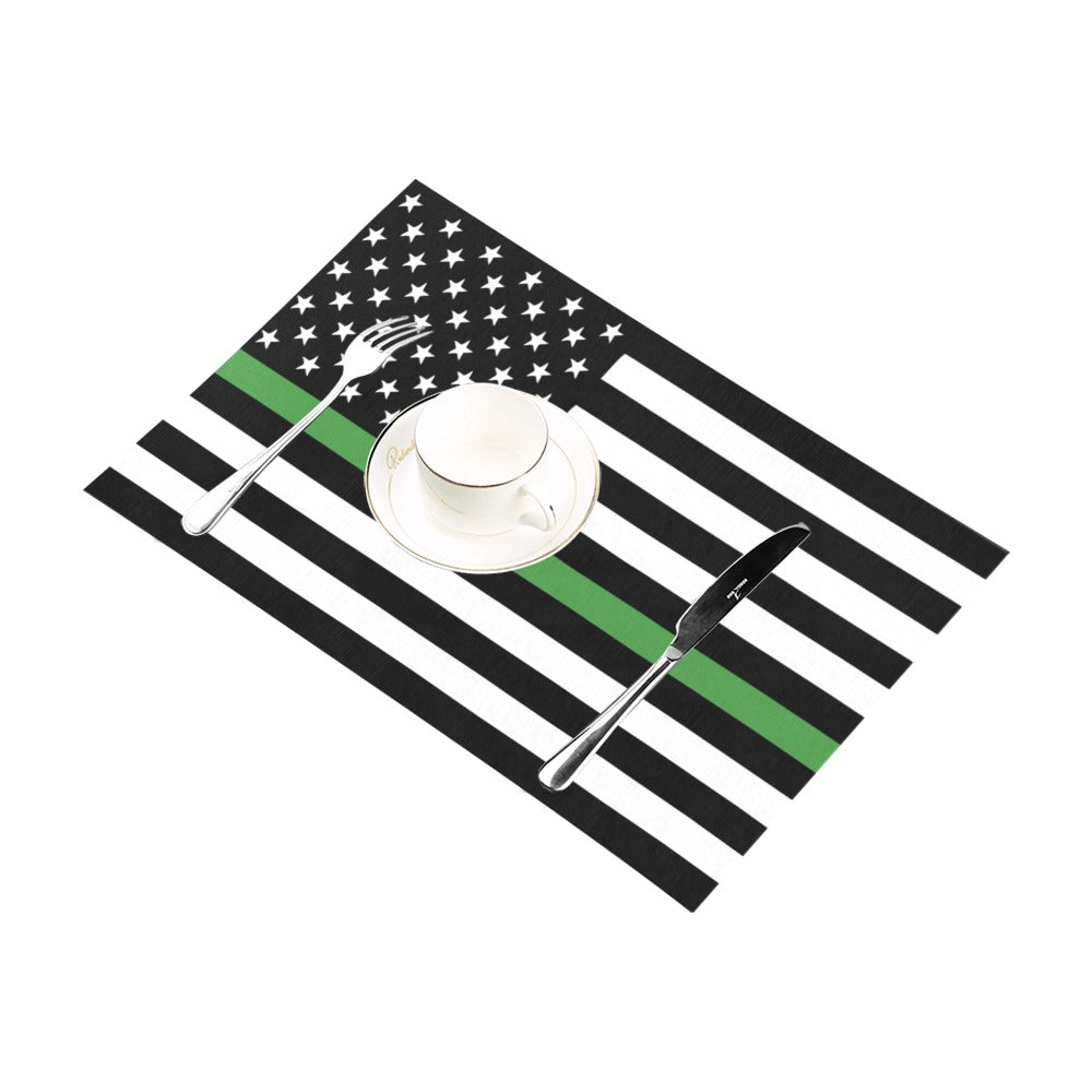 Thin Green Line Flag Placemats 12" x 18" (Set of 6)