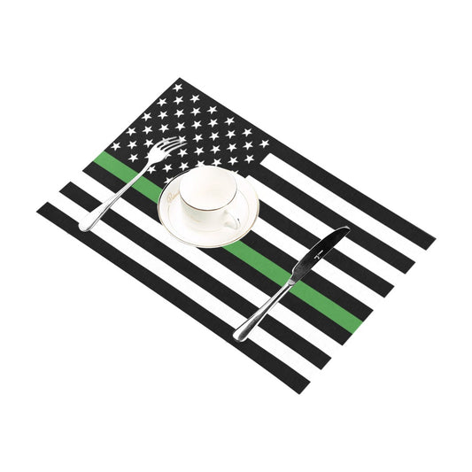 Thin Green Line Flag Placemats 12" x 18" (Set of 6)